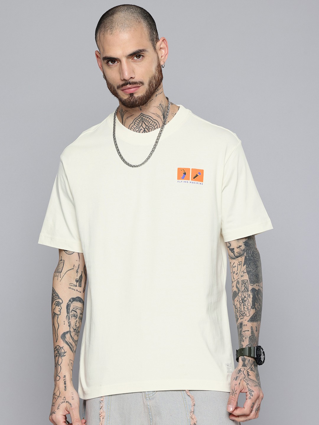 Printed Drop-Shoulder Sleeves T-shirt