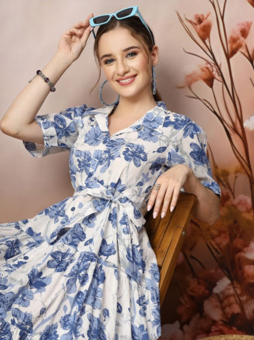 Floral Print Fit & Flare Maxi Dress