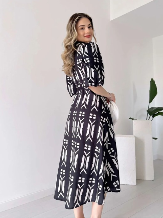Print Fit & Flare Midi Dress