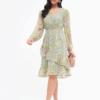 Floral Printed Puff Sleeve Fit & Flare Dress