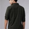 Olive Green & Black Slim Fit Checked Casual Shirt - Image 2