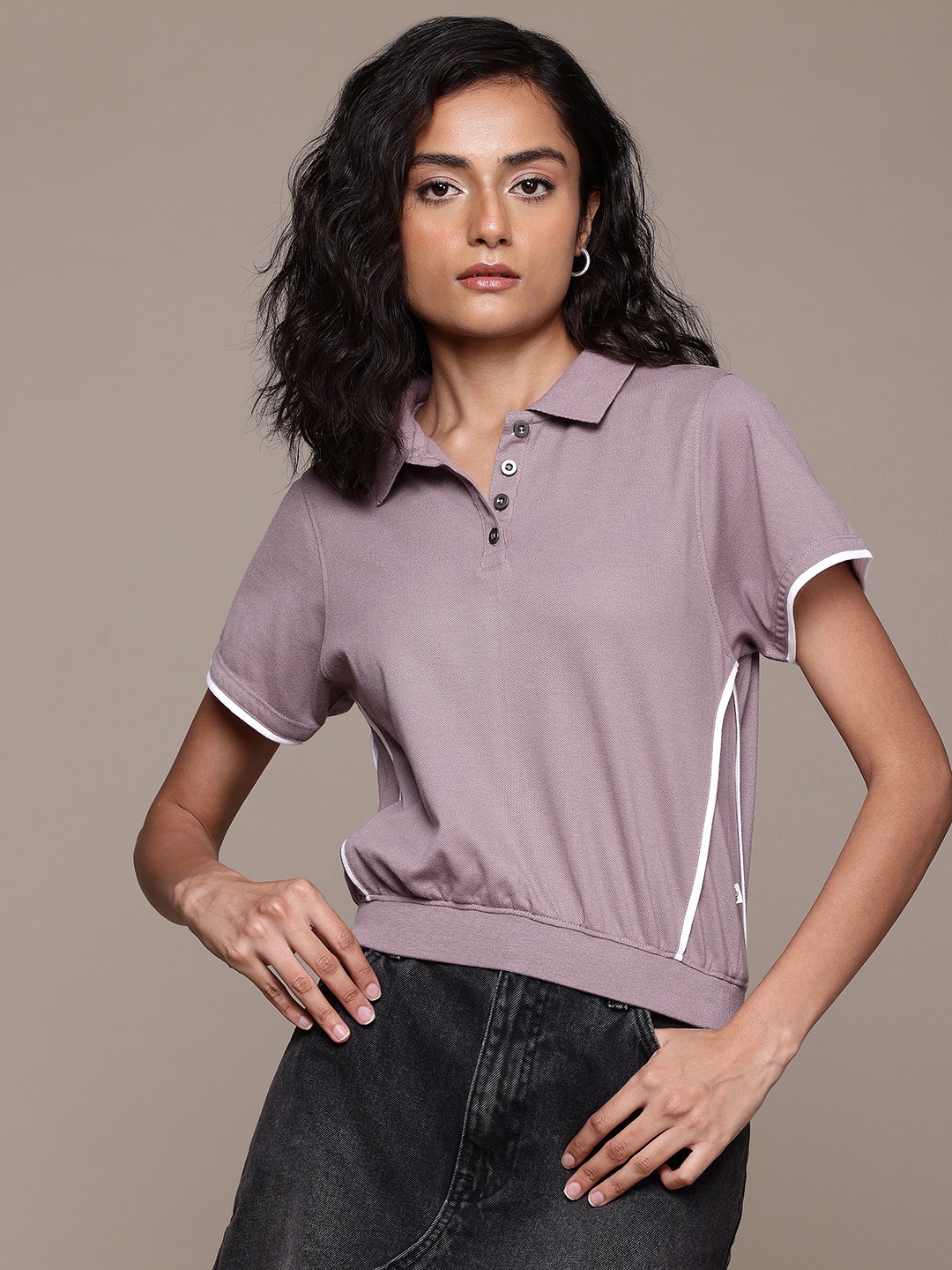 Striped Polo Collar T-shirt