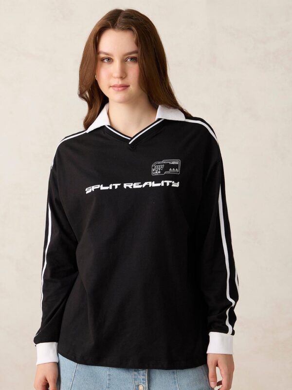 Printed Cuffed Sleeves T-shirt - Image 3