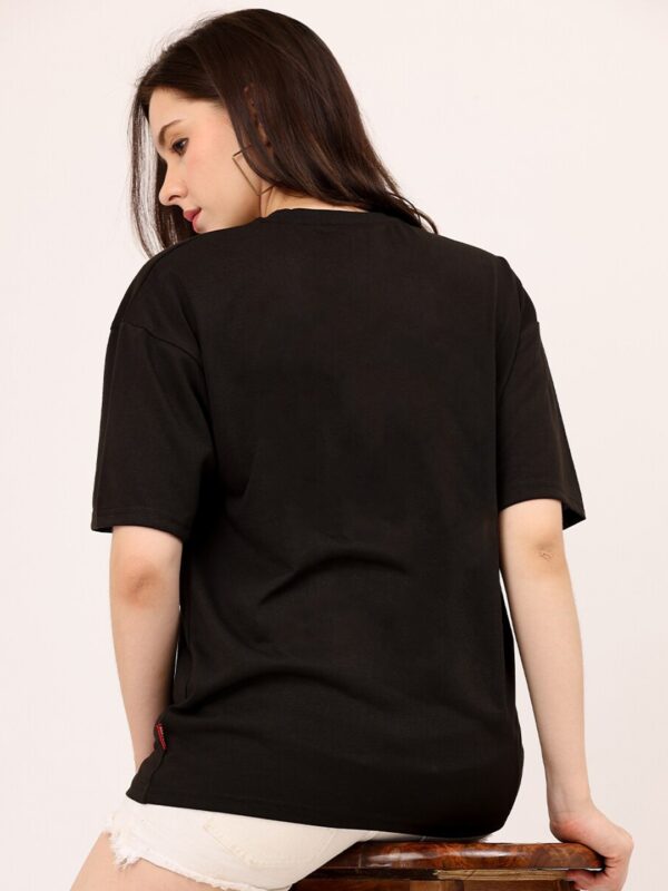 Black Tshirt Printed Drop-Shoulder - Image 2